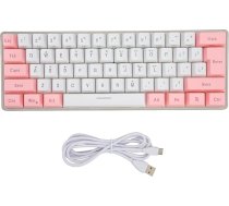 60% vadu spēļu tastatūra, 61 taustiņu RGB tastatūra datoram, vadu kompakta PC tastatūra, mehāniskā spēļu tastatūra datoram (balta, rozā)