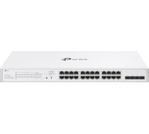 TP-Link Festa FS328GP 28 portu gigabitu komutators, 24 × gigabitu 802.3af/at PoE+ porti, 4 × gigabitu SFP ligzdas, 250 W kopējais PoE budžets, līdz 30 W PoE jauda uz portu, bezmaksas mākoņvadība