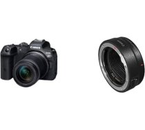 Canon EOS R7 bezspoguДјa kamera + RF-S 18-150 mm F3.5-6.3 is STM objektД«vs un bajoneta adapteris EF-EOS R EOS R sistД“mas kamerДЃm, kas saderД«gs ar EF un EF-S objektД«viem melns