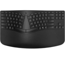 HP 960 Ergonomiska bezvadu tastatūra (neatkarīga ciparu tastatūra, plaukstu balsts, ātra sinhronizācija, automātiska operētājsistēmas noteikšana, negatīvs slīpums, spāņu QWERTY tastatūra) Melna