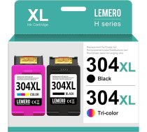 Lemero 304XL kasetnes, kas saderīgas ar HP 304 XL printeru kasetnēm HP DeskJet 3750 2630 3760 Envy 5030 5000 5032 5010 (melnas/krāsainas, 2 gab.)