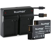 Blumax 2 x akumulators Panasonic DMW-BLC12 / DMW-BLC12-E 1000 mAh + Mini duālais USB lādētājs Saderīgs ar Lumix DMC: G5 / G6 / GX8 / G70 / G81 / GH2 / FZ200 / FZ300 / FZ1000 / FZ2000 / Leica