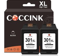 COCCINK 301XL priekš HP 301 printera kasetnes priekš Envy 4500 5530 4502 4504 4507 4508 5534 Deskjet 2540 1510 2544 4630 1010 2549 OfficeJet 4630 4632 4631 2620 4636 priekš HP 301XL kasetne (2 melnas krāsas)