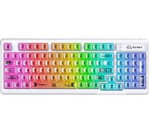 FREEWOLF M95 vadu membrānas tastatūra, caurspīdīga PBT klaviatūra, varavīksnes RGB apgaismojums, 94 taustiņi, spēļu tastatūra ar ciparu tastatūru, QWERTY, klusa, pretkrītoša rakstīšana datoram/Laptop - balta