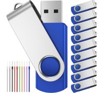 FEBNISCTE 10 USB zibatmiņas disku komplekts 2GB Blue USB 2.0 Memory Stick 2GB Foldable Pendrive Portable USB Flash Drive Data Storage Memory Stick with Rope Graduation Gift bērniem/studentiem