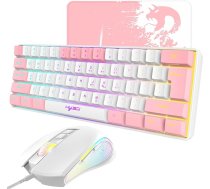 Vadu spēļu tastatūras un peles komplekts ar 61 taustiņu RGB apgaismojumu, peles paliktni, 7 krāsu elpojošas gaismas pele, 3600 DPI PS4 Windows PC Mac klēpjdatoram (balts)