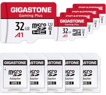 GIGASTONE Gaming Plus 32GB MicroSDHC atmiņas karte 5-Pack un SD adapteris, kamerām un droniem, 90MB/s, Full HD video, Micro SD UHS-I A1 U1 Class 10