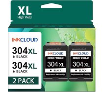 INKCLOUD 304XL Black Savietojams ar HP 304 Printera kasetnes Black XL priekš HP Envy 5030 5010 5020 5000 5032 priekš HP DeskJet 3750 3750 3760 2620 3720 2630 2622 3762 3735 (2 Black)