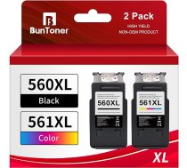 BunToner PG-560XL CL-561XL kasetnes, kas saderīgas ar Canon printera kasetnēm 560 561 Pixma TS5350 TS5351 TS5352 TS5353 TS5352 TS7450 TS7451 (melnas, trīs krāsu iepakojums)