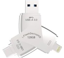 3 in 1 zibatmiņas disks iPhone zibatmiņas diskam Drošības aizsardzība Foto un video U disks USB 3.0 ārējā atmiņa, saderīgs ar iPhone/Mac/Android