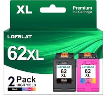 LOFBLAT 62XL printeru kasetnes - melnas un krāsainas - HP 62 daudzpaku kasetņu nomaiņa Envy 5640 5540 7640 5548 5544 5646 OfficeJet 5740 5742 250 (2 gab.)