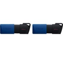 Kingston DataTraveler Exodia M USB zibatmiņas karte (2 gab.) 3.2 Gen 1 DTXM/64GB-2P ar pārvietojamu vāciņu (melna + zila) (2 gab.)