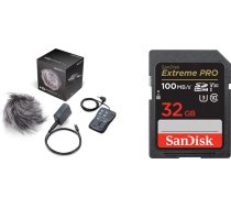 ZOOM APH-5 piederumu komplekts H5 un SanDisk Extreme PRO SDHC UHS-I 32GB atmiņas kartei (V30, pārraides ātrums 100MB/s, U3, 4K UHD video, temperatūras izturība)