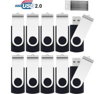2 GB atmiņas kartes Stick 10 Pack, SRVR Flash Drive USB 2.0 Swivel Thumb Drives datu glabāšanas diski Jump Drive Zip Drive Memory Sticks ārējās ierīces ar LED indikatoru (10 melnā krāsā ar aukliņu)