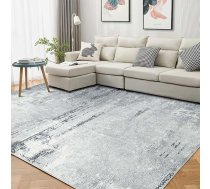 Dzīvojamās istabas paklājs, 200 x 300 cm, pelēks, plankumains, izsmērēts dizains, īss plūksnu paklājs, neslīdošs paklājs guļamistabai, ēdamistabai