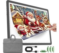 TOHETO A4 gaismas galds ar somu dimantu izšūšanai, uzlādējams ultra spilgts gaismas kārbas zīmēšanai, uzlādējams LED gaismas spilventiņš izsekošanai, bezvadu gaismas plāksne (melns)