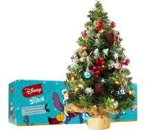 Mākslīgā Ziemassvētku eglīte ar apgaismojumu, 50 cm, eņģelis Ziemassvētku eglīte ar LED gaismas virtenēm un 12 Ziemassvētku rotājumiem, Ziemassvētku dekorācija iekštelpām (daudzkrāsaina)