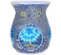 Stikla ēteriskās eļļas deglis, vaska kausēšanas deglis, aromterapijas aromāta difuzors, tējas sveces turētājs, mājas dekorācija galda dekorēšanai, jaunās mājas iesvētības (zils)