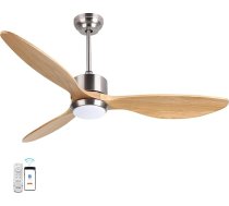 Ovlaim 132 cm masīvkoka griestu ventilatori ar apgaismojumu, tālvadības pulti, klusu DC motoru, 3 lāpstiņām, viedu griestu ventilatoru, iekštelpu dzīvojamā istaba, guļamistaba, dabīgā un sudraba krāsā