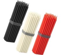 NKlaus 150 x konusveida sveces, 16 cm, melnas, baltas un sarkanas, nepilē un nerada sodrējumus, plānas sveces dekorēšanai, ēdināšanai, pasākumiem, kāzām, svečturiem un galda noformēšanai 40762