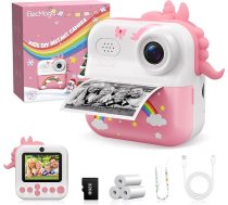 Tūlītējās fotokameras bērniem, 48 MP bērnu fotokamera 1080P HD 2,4 collu ekrāns, digitālā fotokamera ar 32 GB karti un printera papīru, bērnu rotaļlieta, dzimšanas dienas un Ziemassvētku dāvana meitenēm vecumā no 3 līdz 12 gadiem