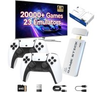 Retro konsoles HDMI 4K klasiskās spēles TV Stick bezvadu emulators 64 GB Ziemassvētku dāvana bērniem un pieaugušajiem Kontrolieris 2 spēlētājiem Ģimenes konsoles Mini konsoles Vintage Plug and Play