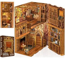 Cutefun grāmatu stūrītis DIY miniatūrais mājas komplekts, grāmatu plauktu ieliktņi, dekoratīvi grāmatu stūrīša grāmatu turētāji ar LED apgaismojumu, 3D modeļi pieaugušajiem būvniecībai, Eternal Bookstore (YS05)