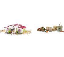 SCHLEICH 42344 Jāšanas ferma ar jātnieku un zirgiem, bērniem no 3 gadu vecuma, Farm World, spēļu komplekts un 42105 Barošanas komplekts, bērniem no 5 gadu vecuma, Horse Club piederumi