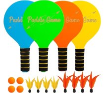 INPODAK pludmales bumbu spēļu komplekts, pludmales bumbu rakešu komplekts bērniem, 4 raketes, 8 volāni, 4 bumbiņas, pādelbumu spēļu komplekts, vasaras pludmales baseina dārza spēle ģimenei un ballītēm