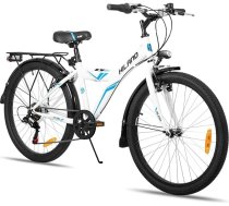 HILAND 20 24 collu bērnu velosipēds kalnu velosipēds ar 6 pārnesumu pārslēgšanu, MTB bērniem zēniem meitenēm ar statīvu, melns/balts velosipēds