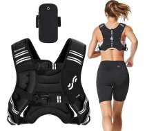 Sportneer svara veste ar atstarojošām strīpām svarcelšanai, skriešanai un fitnesam 3,6 kg 5,4 kg 6,8 kg 9 kg 11 kg Regulējams krūšu izmērs Praktiska kabata Pildīta svara veste
