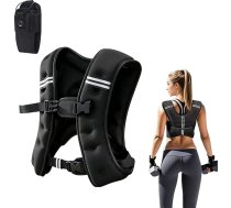 Svara veste 5 kg, svara veste ar fiksētiem svariem, regulējama un elpojoša, ar mobilo tālruņa kabatu, paredzēta spēka treniņiem, iešanai, skriešanai, melna
