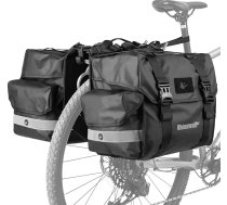 ENJOHOS velosipēdu somas bagāžniekam Ūdensizturīga 40/50 l velosipēdu soma Dubultā soma Bagāžnieka soma Velosipēdu somas Aizmugurējā sānu kabata Bagāžas soma ar lietus pārsegu, melna-L