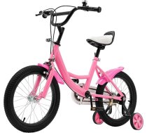16 collu bērnu velosipēds 5–8 gadus veciem bērniem Augstuma regulējams velosipēds Bērnu velosipēds zēniem un meitenēm ar palīgritenti Dublēta bremžu sistēma Bērnu velosipēds ar pedāļiem Rozā krāsā