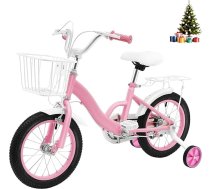 14 collu bērnu velosipēds ar stabilizatoriem, aizmugurējo sēdekli, grozu, regulējamo augstumu, bērnu velosipēds bērniem no 3 gadu vecuma, jauniešu un meiteņu velosipēds apmācībai