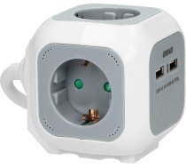 Pagarinātājs 4gang 2P+Z (schuko), 2xUSB lādētājs, 1,4m H05VV-F 3x1,5mm?, pelēks/balts