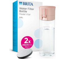 BRITA Vital Rosa 600 ml ūdens filtra pudele ar 2 mikrodisku filtriem, lai mitrinātu ūdeni jebkurā vietā Noņem hloru, piemaisījumus, hormonus un saglabā minerālvielas