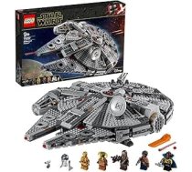 Lego 75257 Star Wars Millennium Falcon kosmosa kuģa konstruktoru komplekts ar Finn, Chewbacca, Lando Calrissian, Boolio, C-3PO, R2-D2 un D-O, The Rise of Skywalker kolekcija