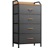 YITAHOME Kumode, 4 auduma atvilktnes ar rokturiem, uzglabāšanas skapis, atvilktņu skapis, metāla rāmis, auduma kumode guļamistabai, viesistabai, priekšnamam, birojam, tumši pelēka