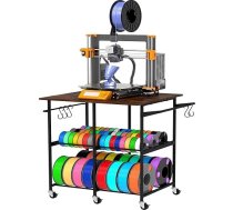 Alyoen 3D printera galds ar filamentu plauktu, filamentu uzglabāšanas plaukts ar riteņiem PLA/ABS/TPU uzglabāšanas turētājam, 3D printera piederumi birojam, mājai, skolai, darbnīcai (melns)