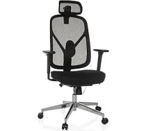hjh OFFICE RALOO PRO Ergonomisks biroja krēsls ar regulējamu galvas un jostas balstu, sēdekļa dziļuma regulēšana, melns