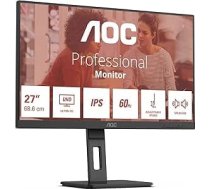 AOC 27E4CV - 27 collu Full HD monitors, regulējams augstums, skaļrunis (1920 x 1080, 120 Hz, HDMI 1.4, DisplayPort 1.2, DP Out, USB-C (90 W Power Delivery), RJ45, USB koncentrators), melns