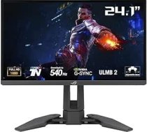 ASUS ROG Swift PG248QP 24,1 collu Full HD spēļu monitors, 540 Hz, 0,2 ms GtG, G-Sync, Reflex, ULMB2, Aura-Sync, HDR 400, Esports-TN panelis, 16:9, 1920 x 1080, DP 1.4 DSC, HDMI, USB ligzda, ergonomisks