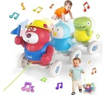 Muzikālā bērnu rāpošanas rotaļlieta 1-2 gadus veciem bērniem, bērnu rotaļlieta 6-9-12-18 mēnešiem ar lāčiem, pingvīniem, dinozauriem, Ziemassvētku dzimšanas dienas dāvana 1 gadu veciem zēniem meitenēm