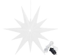 OVILUM Gaismas zvaigzne 2D XXL ar LED apgaismojumu, balta, diametrs 100 cm, zvaigzne ar 11 uzgaļiem, izturīga pret laikapstākļiem, dārza rotājums, dzīvojamā istaba, Ziemassvētku rotājums, Ziemassvētku zvaigzne, ar taimeri, 7,5 m kabelis