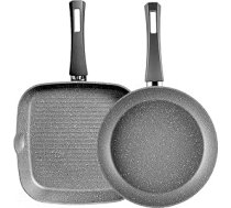 Karaca Gris Organic Granite 7 gabalu pannu komplekts, nesadalāms pārklājums, indukcija, pannu komplekts ar stikla vākiem, gatavošanas katlu komplekti, 3 pannas ar stikla vāku + 1 panna (pannu un grila komplekts)