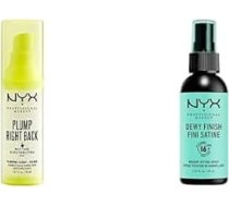 NYX Professional grima pamatne un serums sejai, ar elektrolītiem un fiksējošo aerosolu, ilgnoturīga formula, fiksējoša, viegla, vegāniska formula, ar krēmīgu finišu, 60 ml