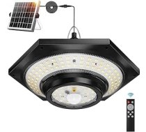 Saules gaisma iekštelpās/āra/garāžā 4000LM Saules piekaramā gaisma ar 228 LED diodēm 3 krāsu temperatūrām ar tālvadības pulti un kustības sensoriem lapenei garāžai