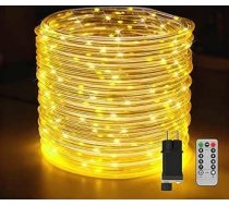 Āra gaismas caurule 50 m 500 LED LED cauruļu pasaku gaismas ar tālvadības pulti un taimeri Ziemassvētku apgaismojums 8 režīmi Dimmable Diametrs 5 mm Warm White