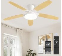 ZMISHIBO Griestu ventilatori ar apgaismojumu, 132 cm diametra griestu ventilators ar apgaismojumu, enerģiju taupošs līdzstrāvas motors, 6 ātrumi, 3 krāsu temperatūras, moderna dizaina griestu ventilators ar tālvadības pulti